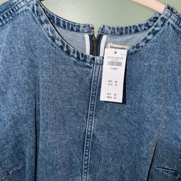 Abercrombie & Fitch Vintage Wash Denim Mini Dress - Medium Blue - Picture 2 of 3